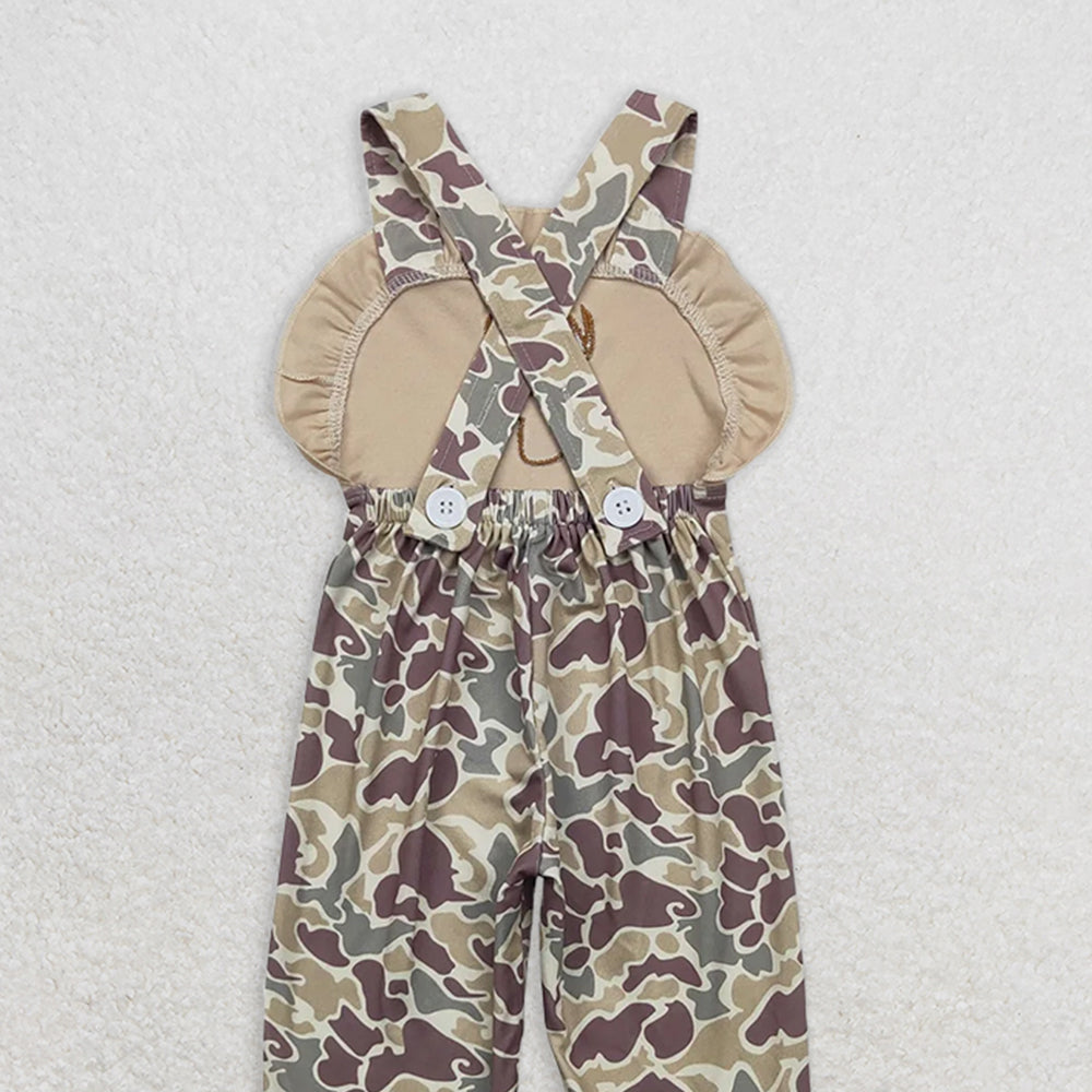 SR1914  RTS NO MOQ Baby Girls Summer Jumpsuits  Baby Girls Deer Ruffle Camo Pants Hunting Jumpsuits Rompers
