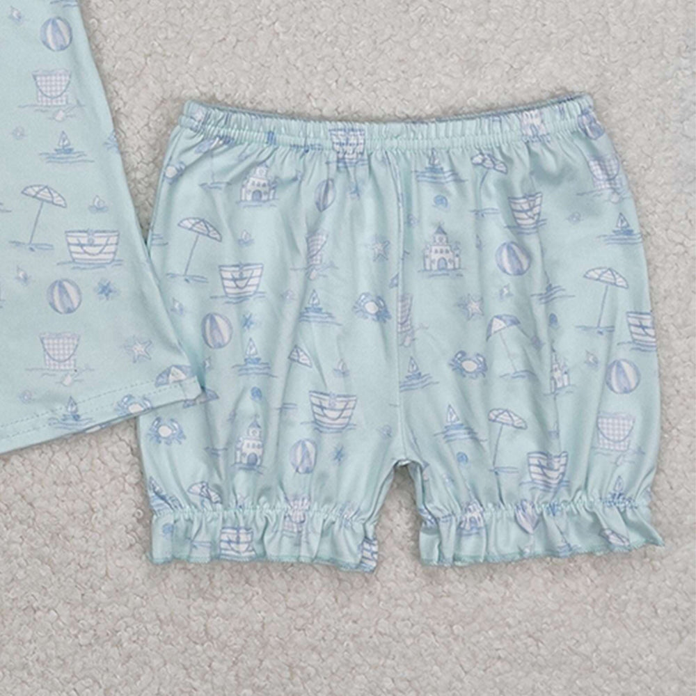 GSSO2224 New Rts No Moq 8-9 Days By Air Arrived it Sleeveless light blue crab castle beach ball girls clothes