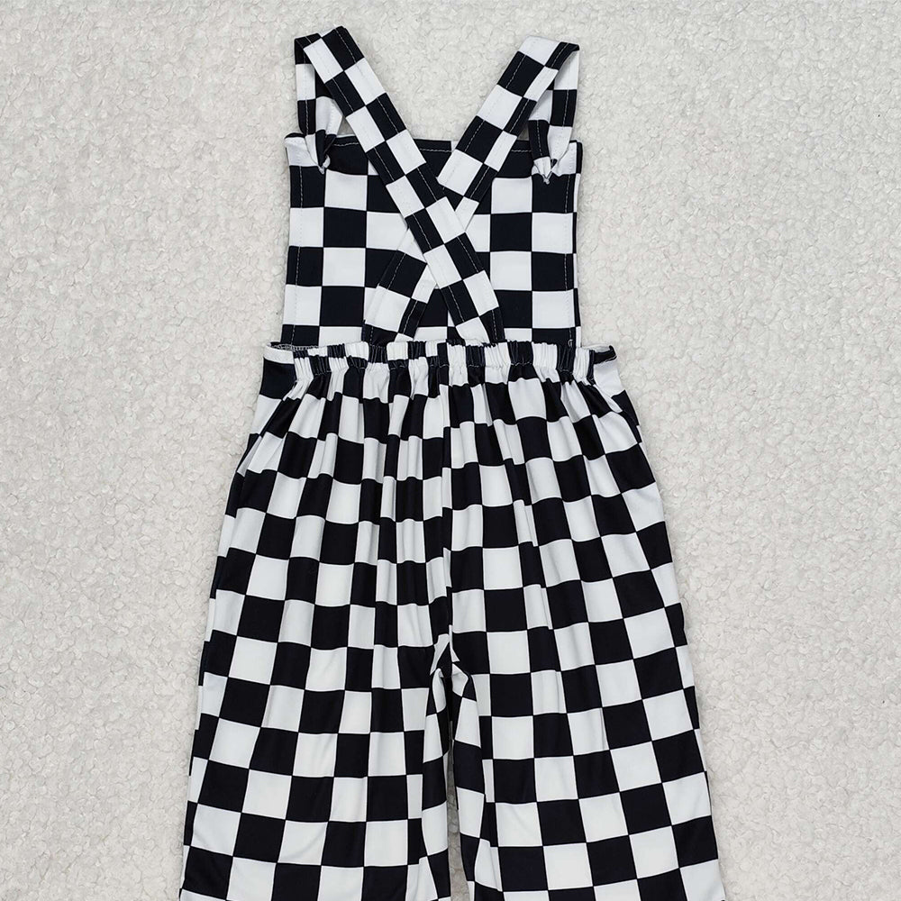 SR2111Kids Girls Black Straps Bell Bottoms Jumpsuit Strapless Romper for Children's Partywear And Special Occasions