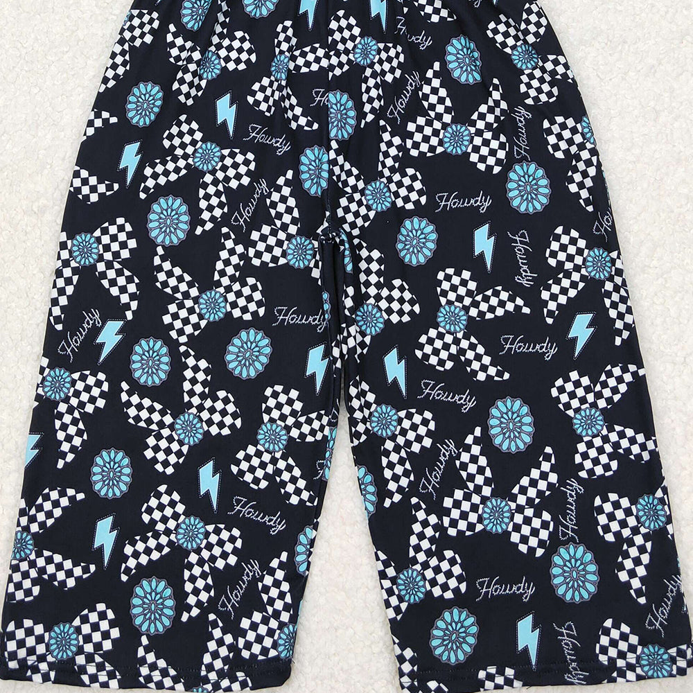 6.07  SR2466 RTS NO MOQ Baby Girls Summer Jumpsuits  Air Arrived it Straps turquoise bow howdy western girls jumpsuit