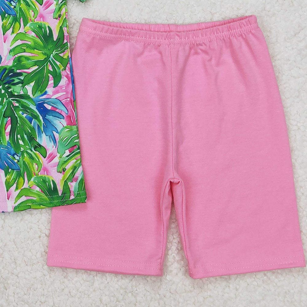 GSSO2211 New Rts No Moq 8-9 Days By Air Arrived it Short sleeves top pink shorts kids girls summer outfits