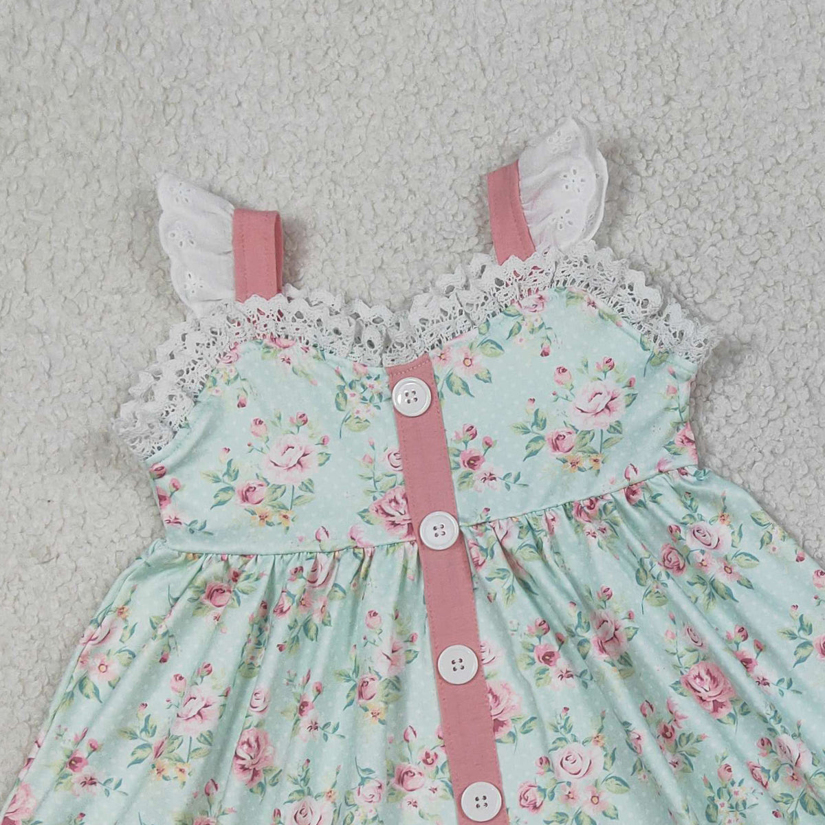 3.26 RTS NO MOQ （In stock）GSSO3036 Kids Clothing for Baby Girls Short Sleeve Colorful Flowers Button Tunic Ruffle Shorts Clothes Sets
