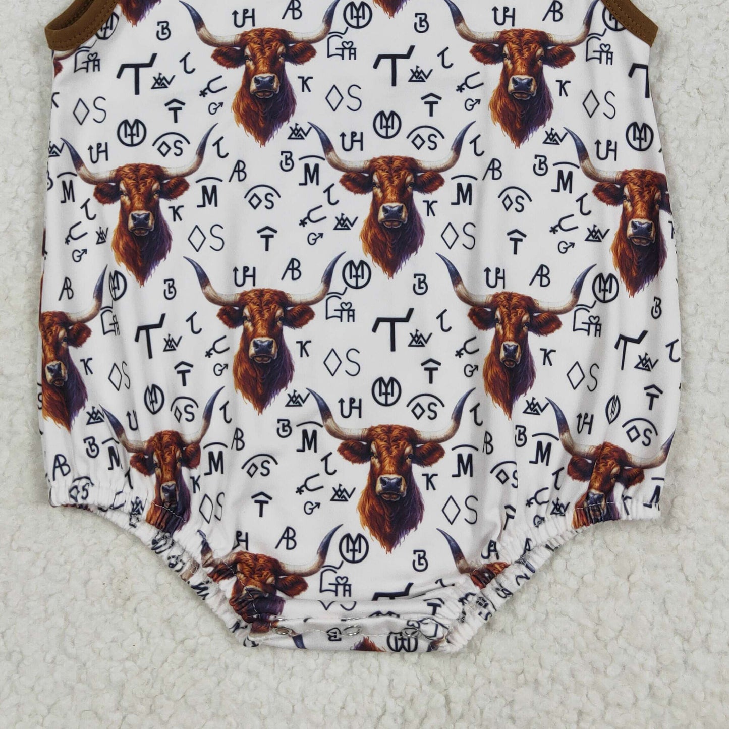 7.14 SR2699RTS NO MOQ Baby Boys Summer Rompers Baby Infant Boys Western Cow Branded Rompers