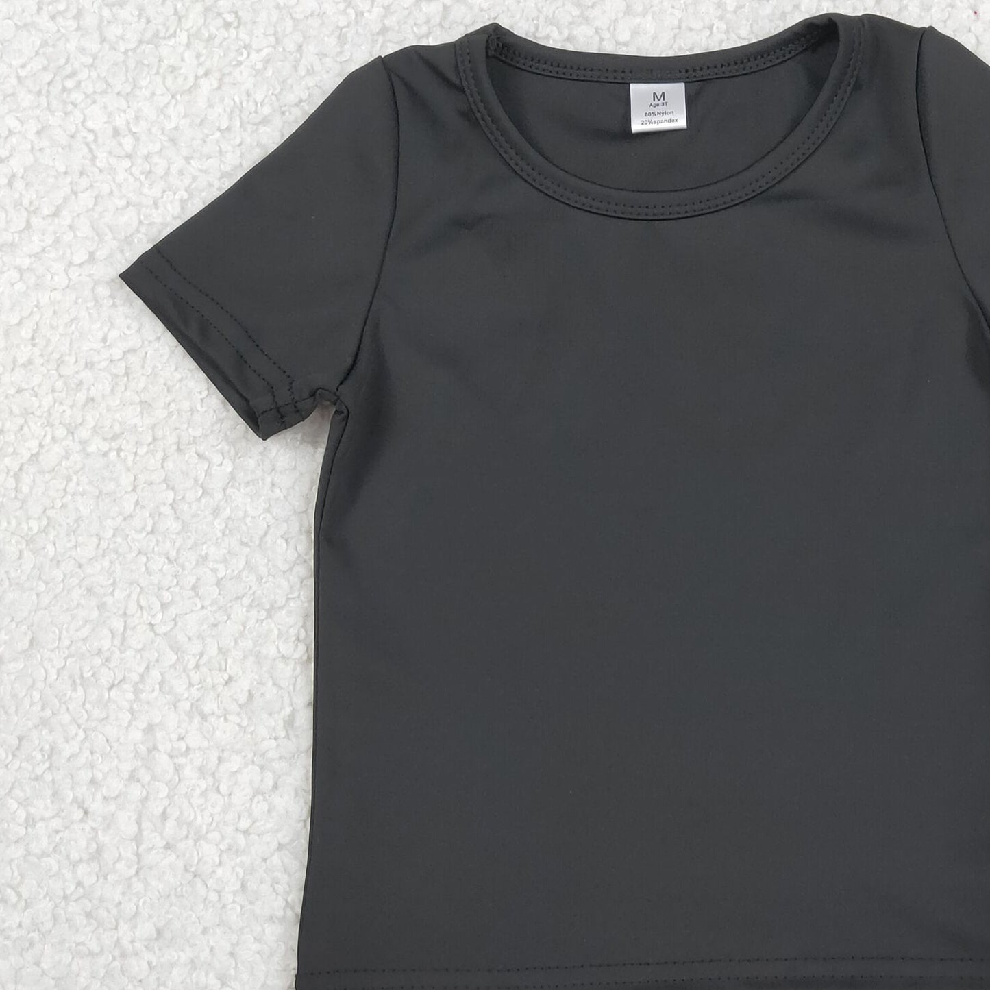 GT1629 RTS NO MOQ （In stock）Short sleeves black kids girls summer yoga active top