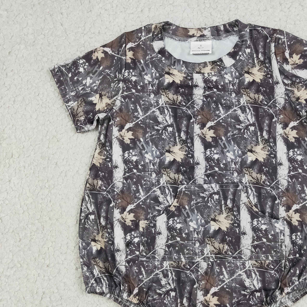 SR4059 RTS NO MOQ （In stock）Short sleeves camo pocket baby boy summer romper