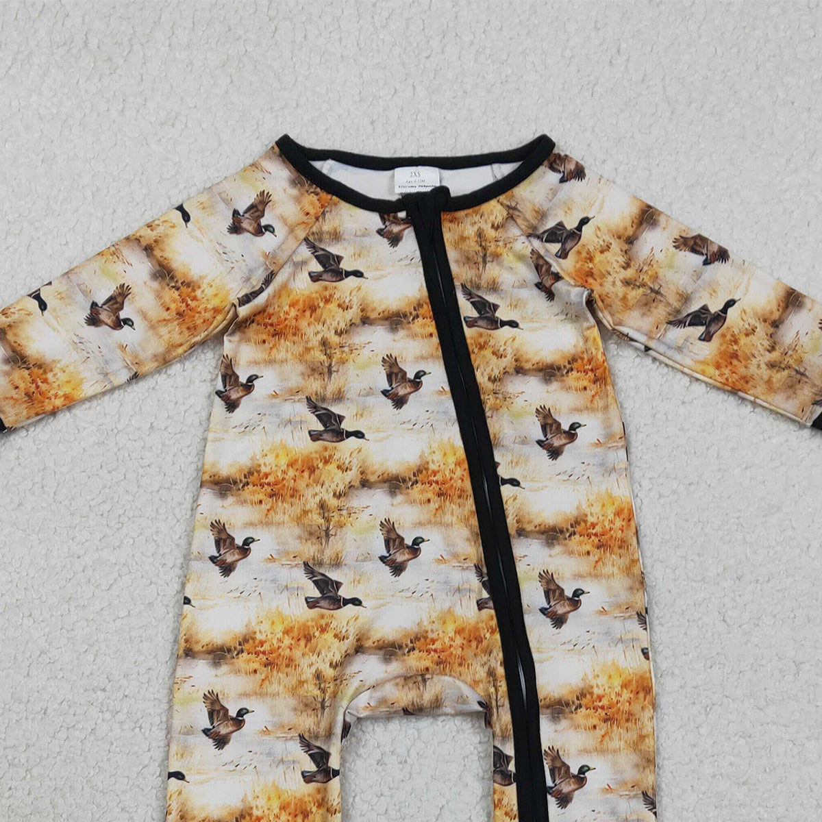 2.3 RTS NO MOQ （In stock）LR2986 Baby Boys Ducks Hunting Two Way Zipper Convertible Rompers