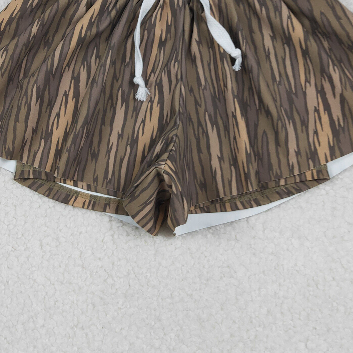 1.9 RTS NO MOQ （In stock）SS0771 Baby Girls Summer Shorts Baby Girls Southern Olive Camo Yoga Active Ruffle Shorts Bottom