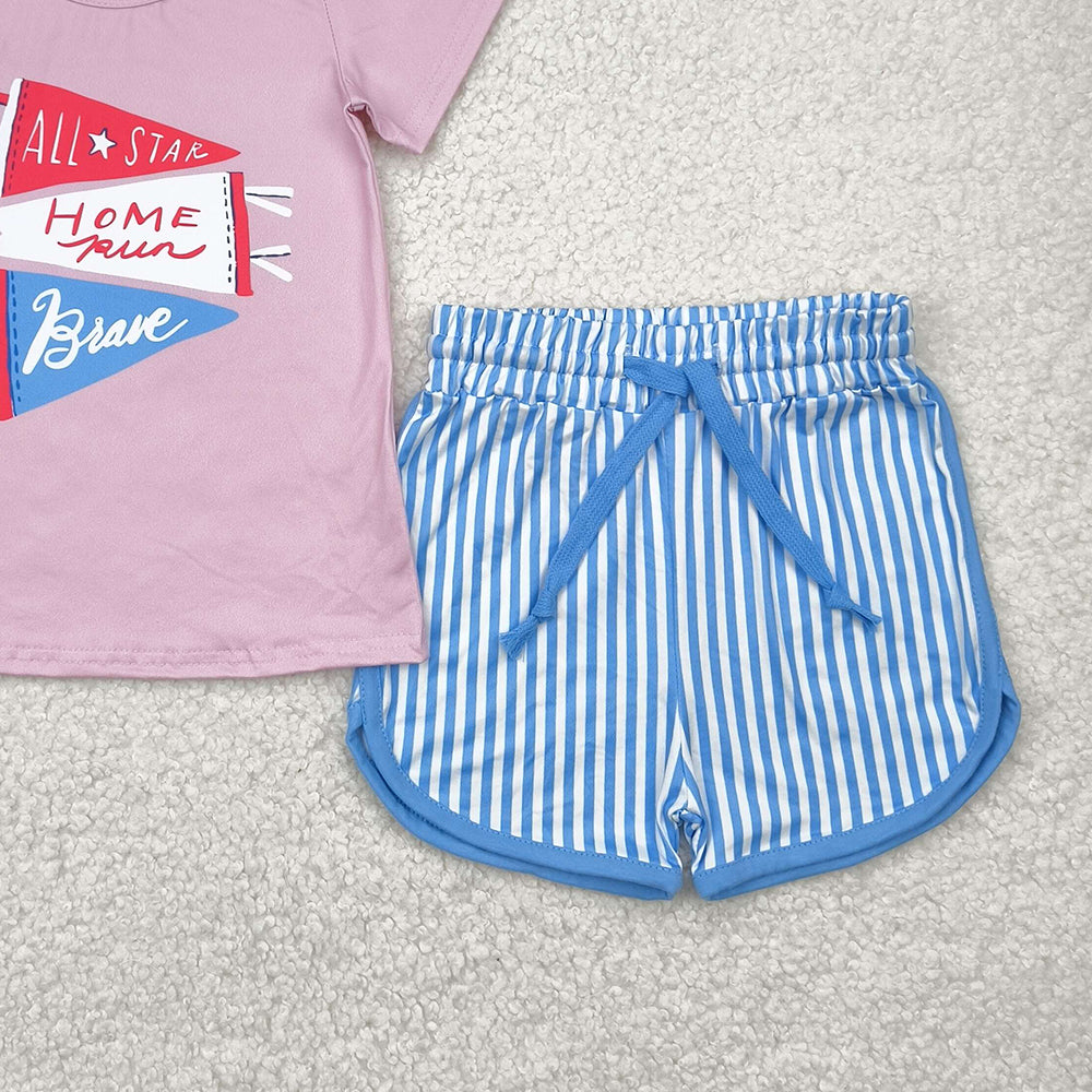 6.10  GSSO2288 RTS NO MOQ Baby Girls Summer Outfits baby girl clothes short sleeve shorts set