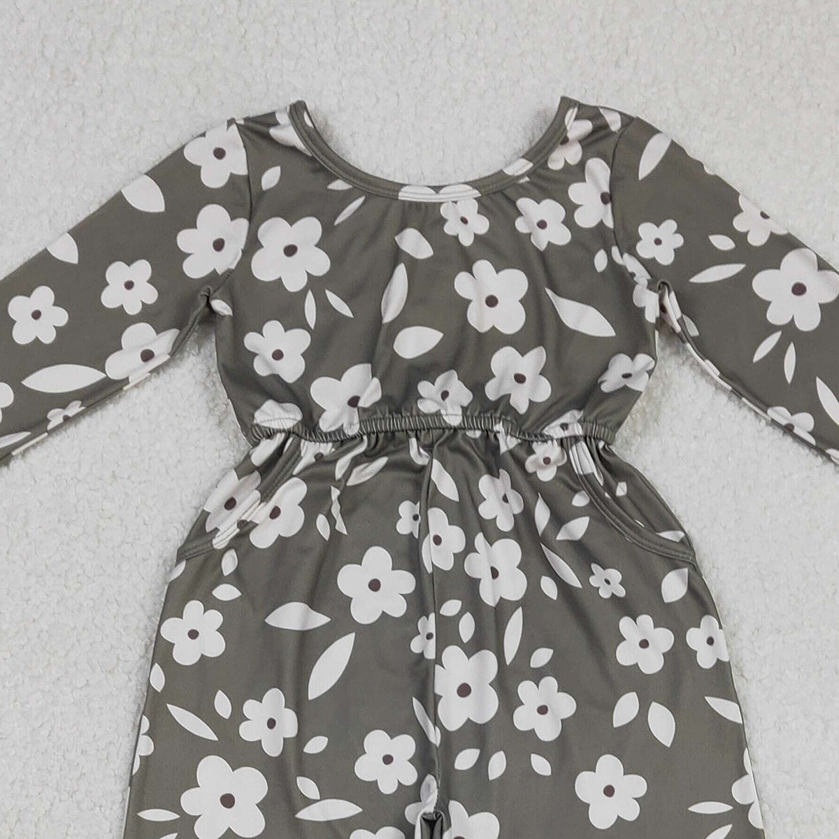 12.17 RTS NO MOQ （In stock）LR2828 Baby Girls Small Flowers Plaid Pockets Pants Jumpsuits