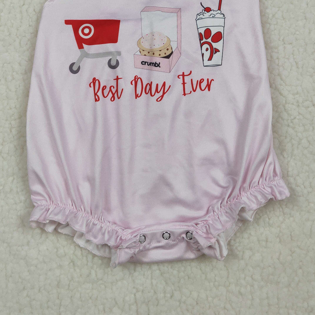 3.30 RTS NO MOQ （In stock）SR3780 Flutter sleeves best day ever chicken fries baby girl romper