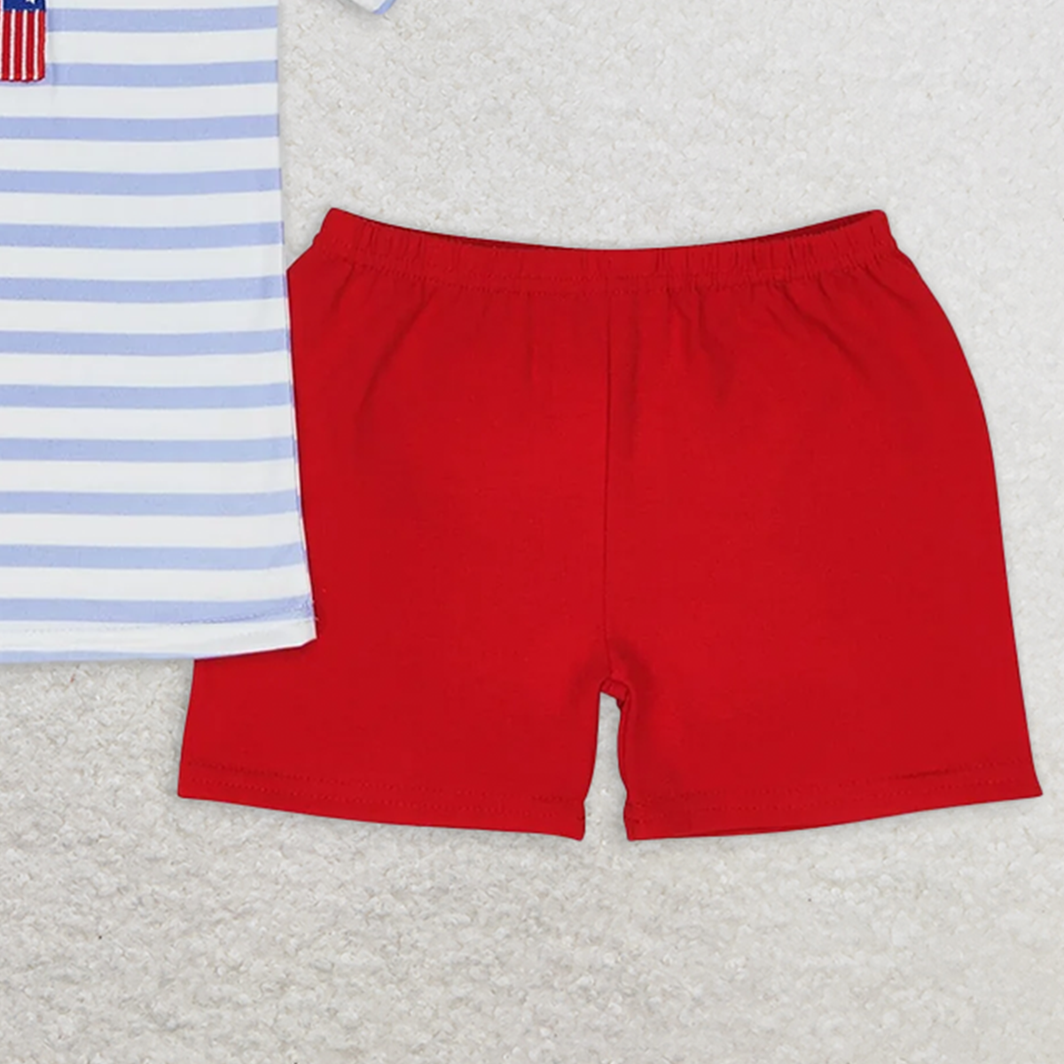 BSSO0619 RTS NO MOQ Baby Boys Summer Boys Outfits Embroidery Baby Boys 4th Of July Dog Flag Shirt Red Shorts Clothes Sets