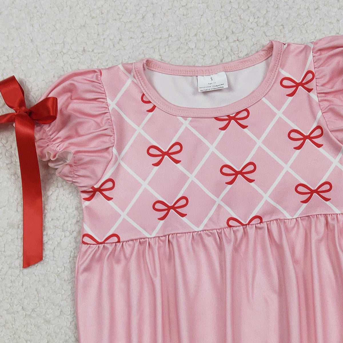 12.16 RTS NO MOQ （In stock）SR3285 Baby Girls Summer Rompers Baby Girls Red Bows Checked Bows Valentines Ruffle Rompers