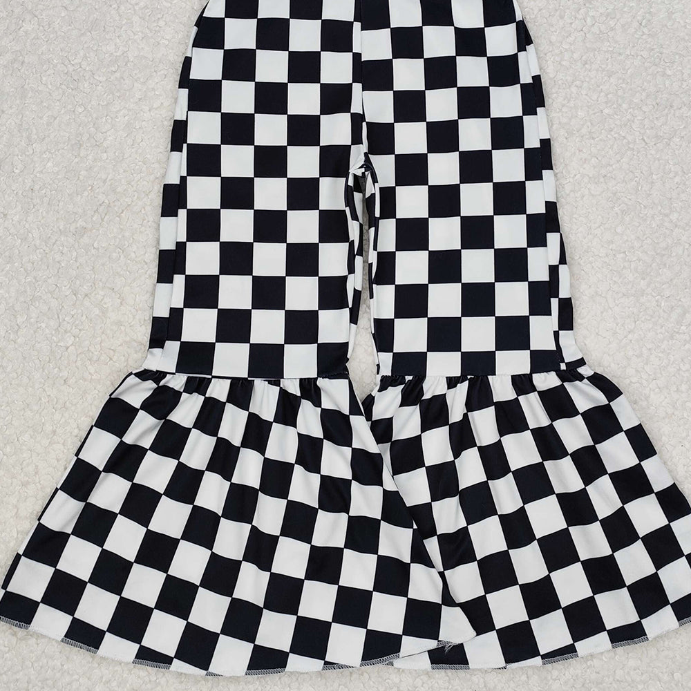 SR2111Kids Girls Black Straps Bell Bottoms Jumpsuit Strapless Romper for Children's Partywear And Special Occasions