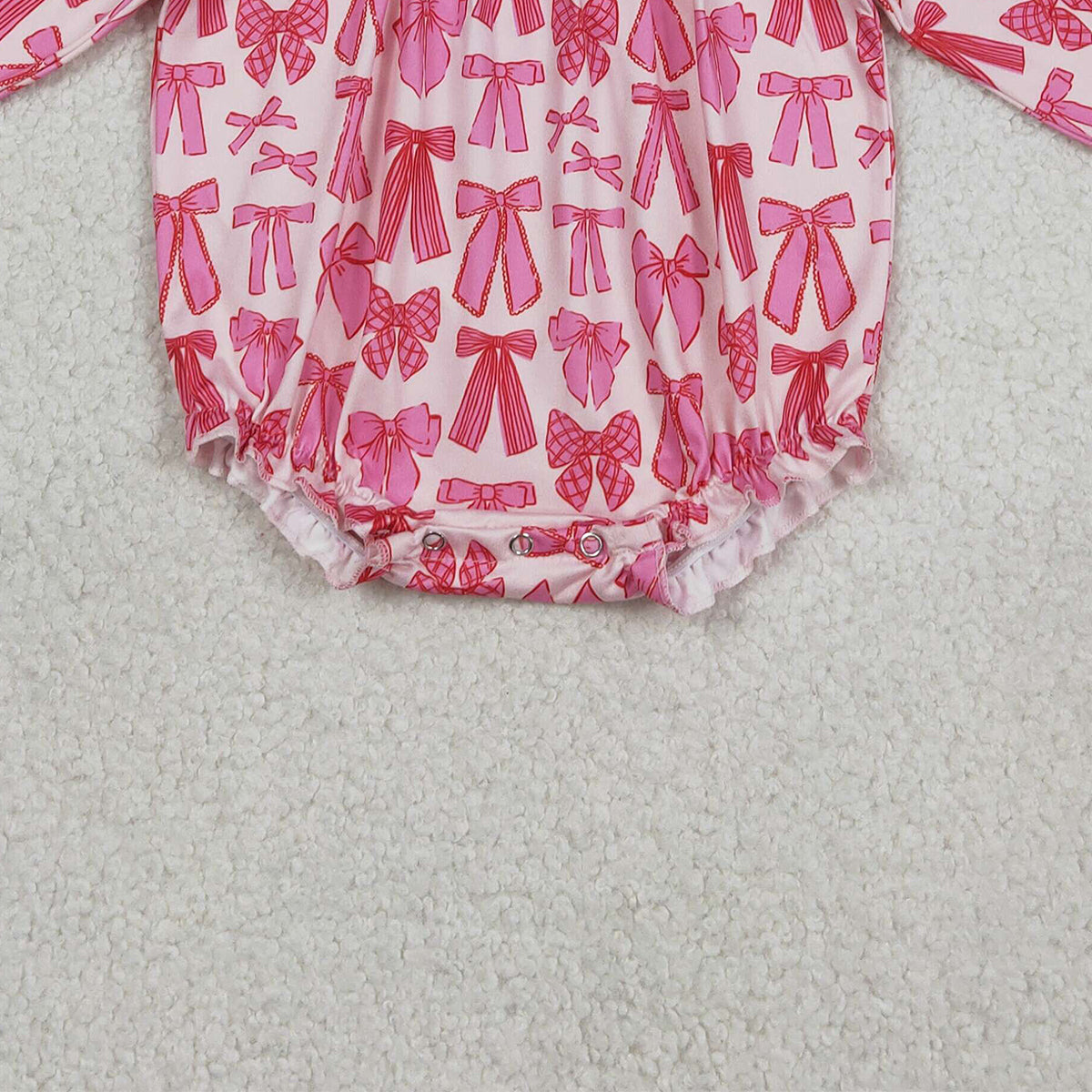 12.29 RTS NO MOQ （In stock）LR2842 Baby Girls Winter Rompers Embroidery Daddy's Valentine Baby Girls Long Sleeve Bows Ruffle Rompers