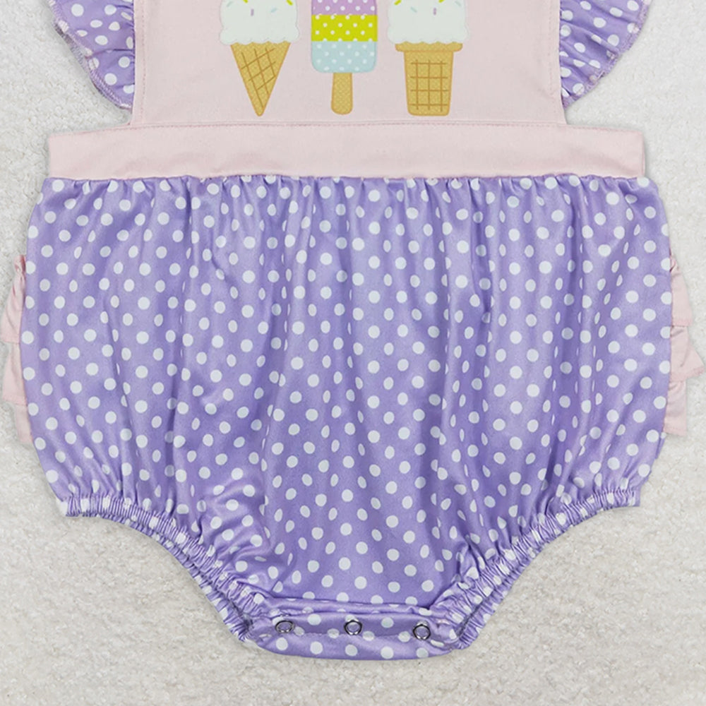 SR0377RTS NO MOQ Baby Girls Summer Rompers  Baby Girls Popstick Ruffle Bubble Summer Rompers