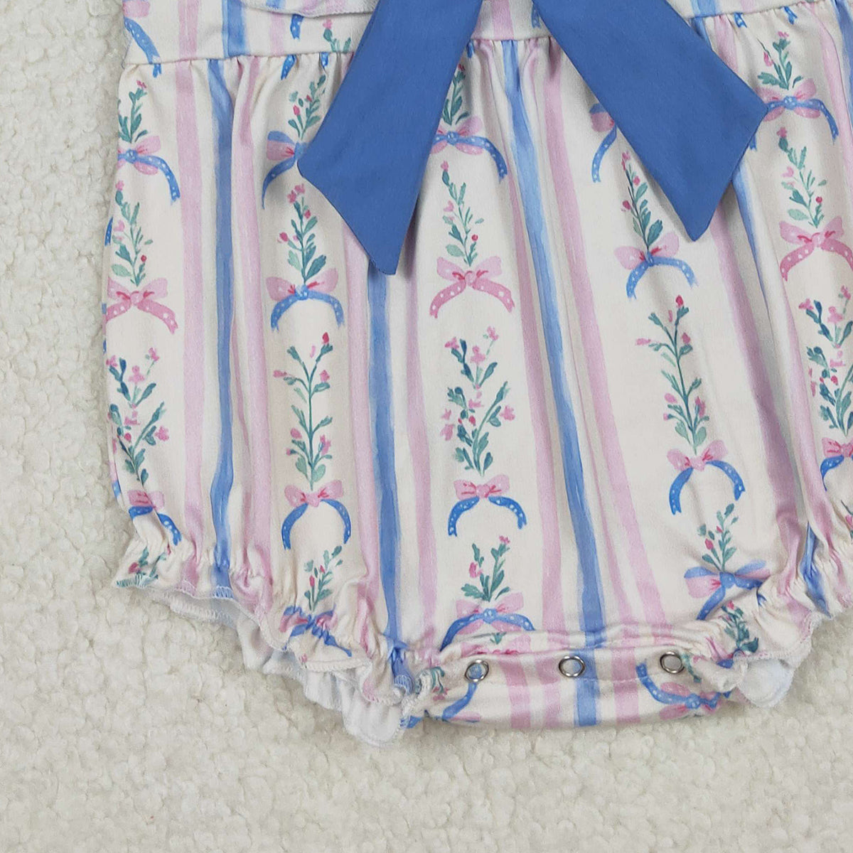 10.17 RTS NO MOQ （In stock）SR3045 Baby Girls Winter Rompers Baby Girls Pink Blue Flowers Bows Stripe Ruffle Rompers