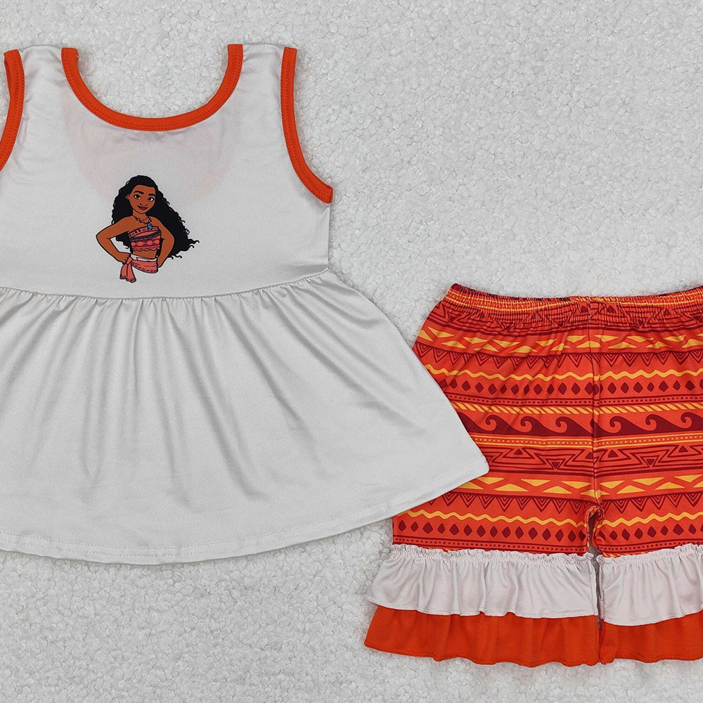 GSSO2057New Rts No Moq 8-9 Days By Air Arrived it Sleeveless tunic ruffle shorts princess girls outfits