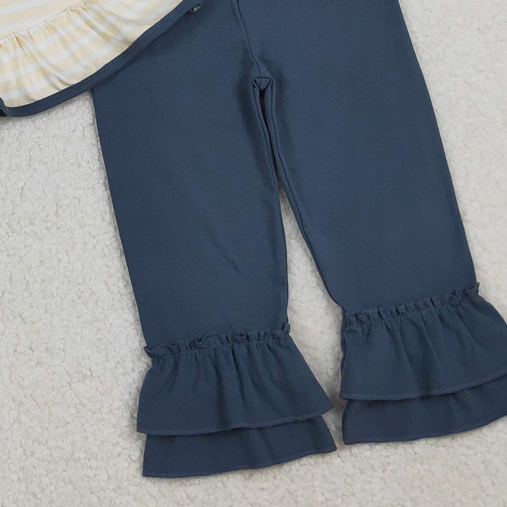 RTS NO MOQ （In stock）GLP2588   Baby Girls Winter Outfits Thanksgiving Turkey Tunic Ruffle Pants Sets