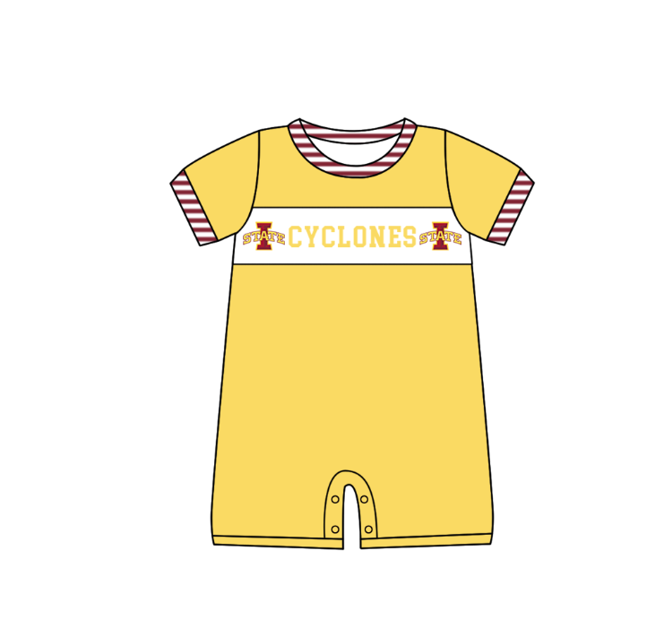 CUSTOM MOQ 5 Sibling Baby Kids Yellow Polka Dots Top Shorts Clothes Set Knee Length Dress Rompers