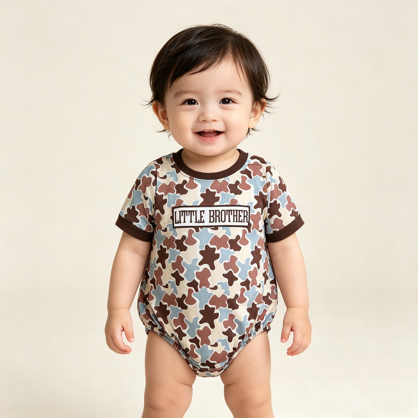 4.13 SR3986 RTS NO MOQ （In stock）Little brother embroidery camo baby boy romper