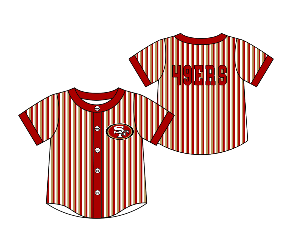 3.5 CUSTOM MOQ 5 Cute Kids Clothing Baby Kids Red Khaki Stripe Short Sleeve Team T-shirts Top