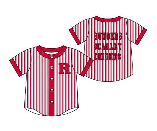 3.5 CUSTOM MOQ 5 Cute Kids Clothing Baby Kids Red R Gray Stripe Short Sleeve Team T-shirts Top