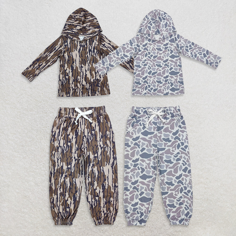 USA Warehouse (IN STOCK)  Children's Camo Hoodie Pocket Pants Clothing Set Kids' Matching Outfit with Hooded Top And Pants for Boys