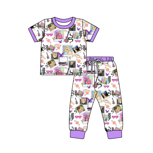 GSPO1492  Pre-order baby girls clothes short sleeve top with trousers kids summer set