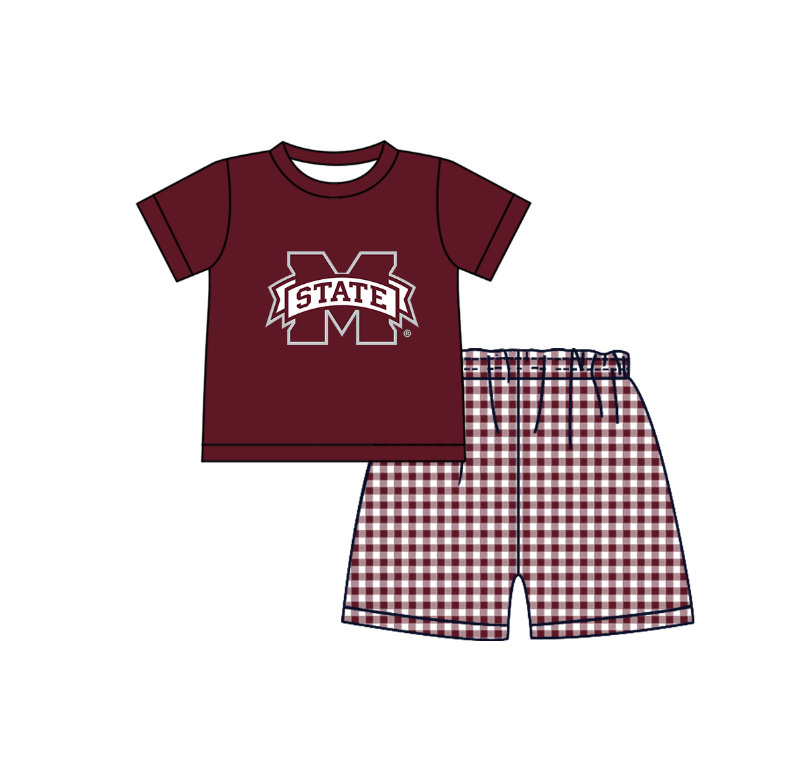 CUSTOM MOQ 5 Sibling Boys Baby Girls Red M Top Shorts Clothes Set Knee Length Dress Rompers