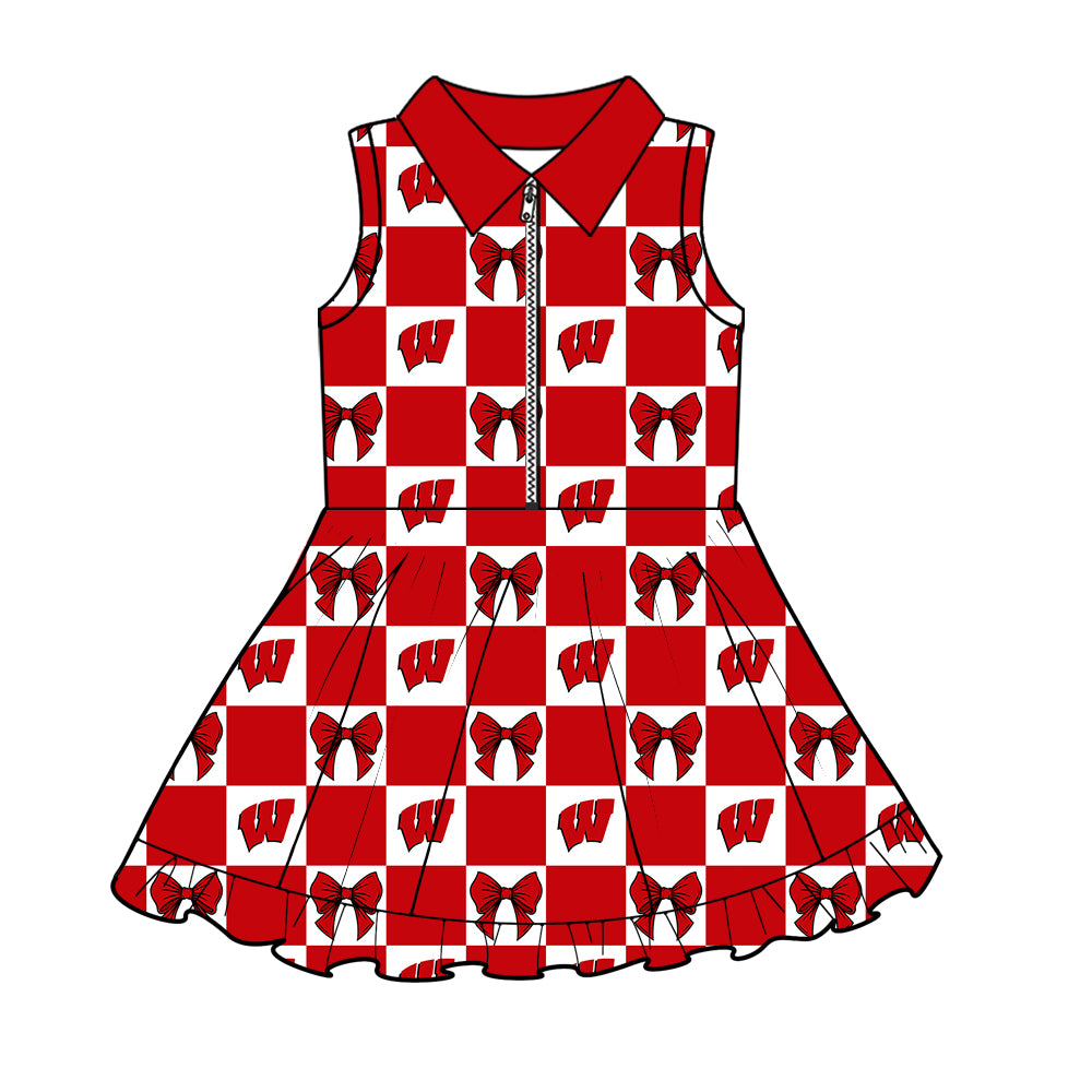 CUSTOM MOQ 5 Sibing Kids Clothing for Girls Baby Girls Red W Bow Top Skirts Yoga Active Team Clothes Sets Knee Length Dress Shorts