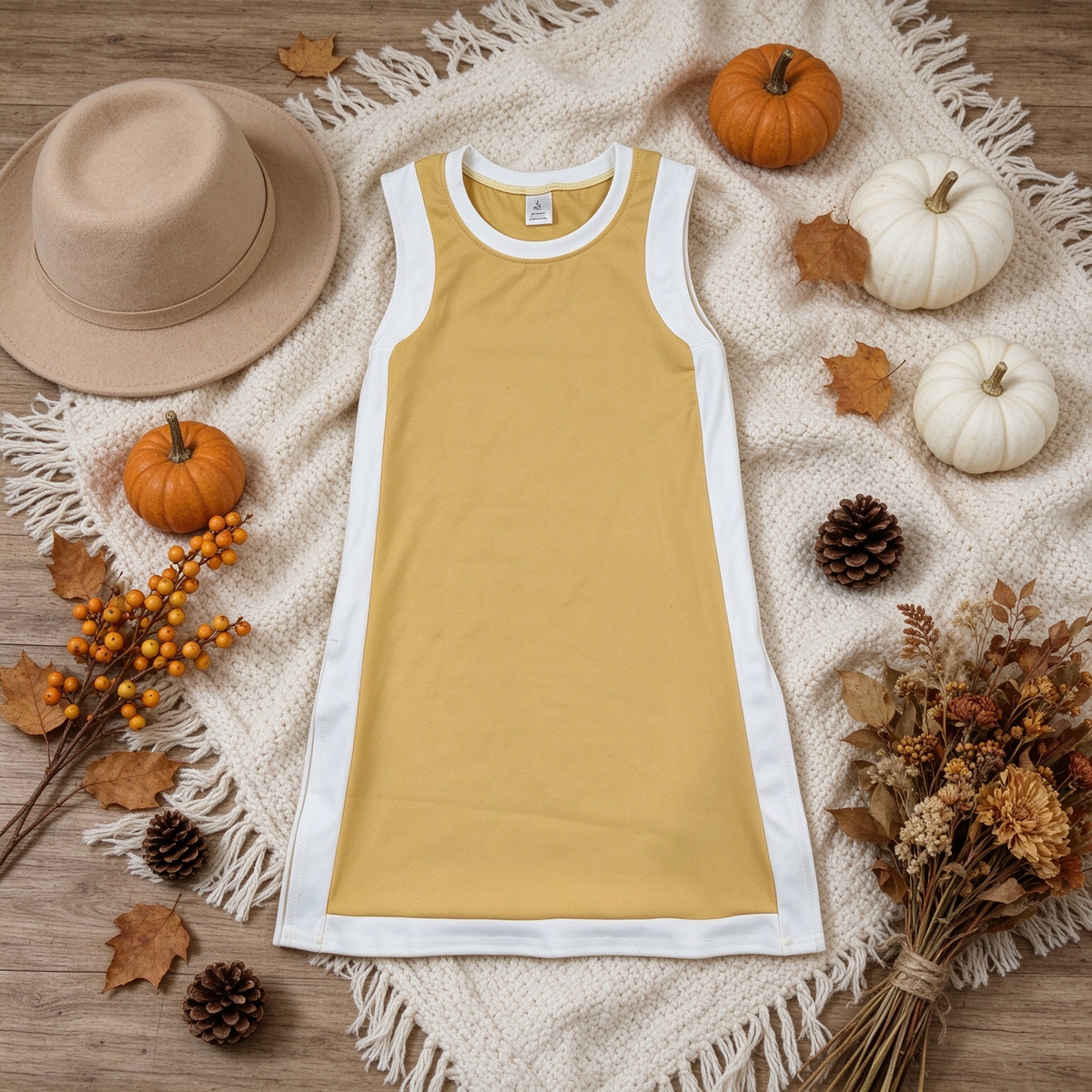 RTS NO MOQ （In stock）yoga fabric cotton GSD4254 Yoga Baby Girls Separate Shorts Solid White Yellow Sleeveless Yoga Knee Length Dress