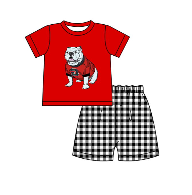 3.6 CUSTOM MOQ 5 Sibling Boys Baby Girls Bright Red Checked Top Shorts Clothes Set Knee Length Dress Rompers