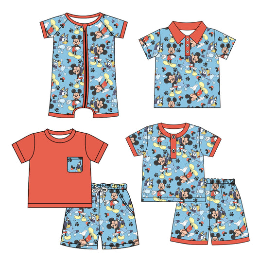FLOWERSShort sleeves mouse dog top shorts boys pajamas