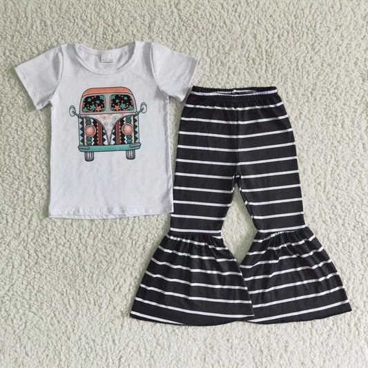 B5-9 Kids girls clothes short sleeve with pants set-promotion $5.5