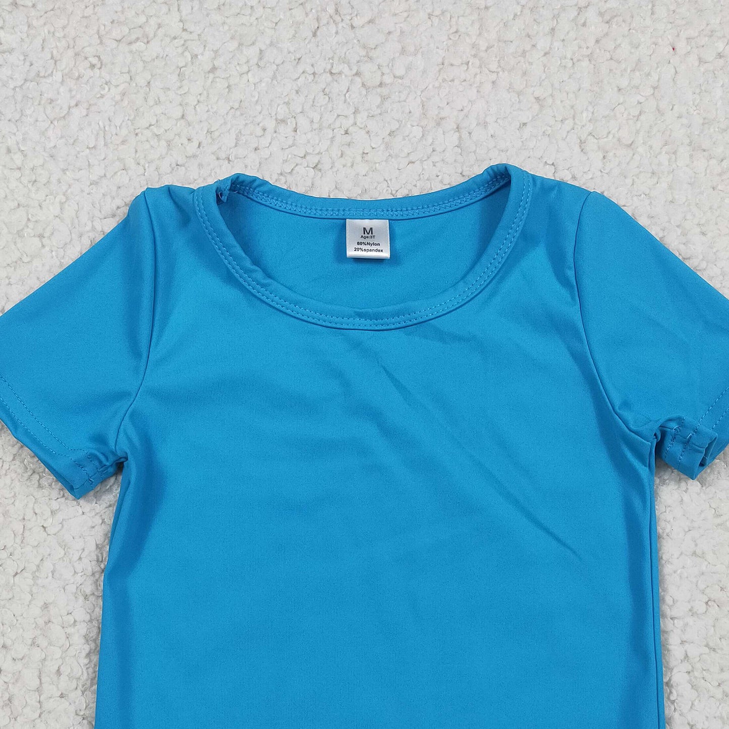 GT1639 RTS NO MOQ （In stock）Short sleeves blue kids girls summer yoga active top