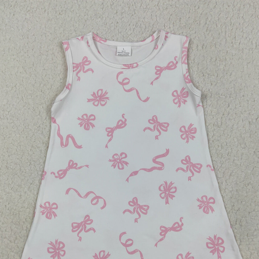 GSD2083RTS NO MOQ Baby Girls Summer Dress Baby Girls’ Adorable Sleeveless Pink Bow Summer Dresses