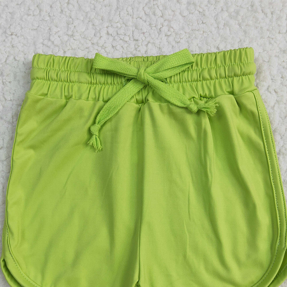 8.25  SS0506RTS NO MOQ Baby Girls Summer Yoga Shorts Baby Girls Aqua Belt Yoga Shorts Bottoms