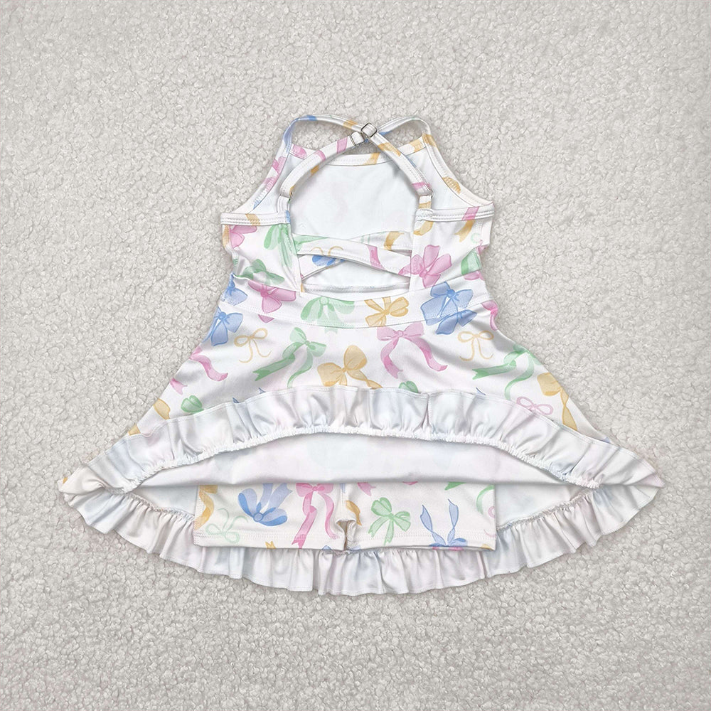 4.09 GSD2289 RTS NO MOQ Baby Girls Summer Dress Baby Girls Active Wear Colorful Bow Yoga Dress