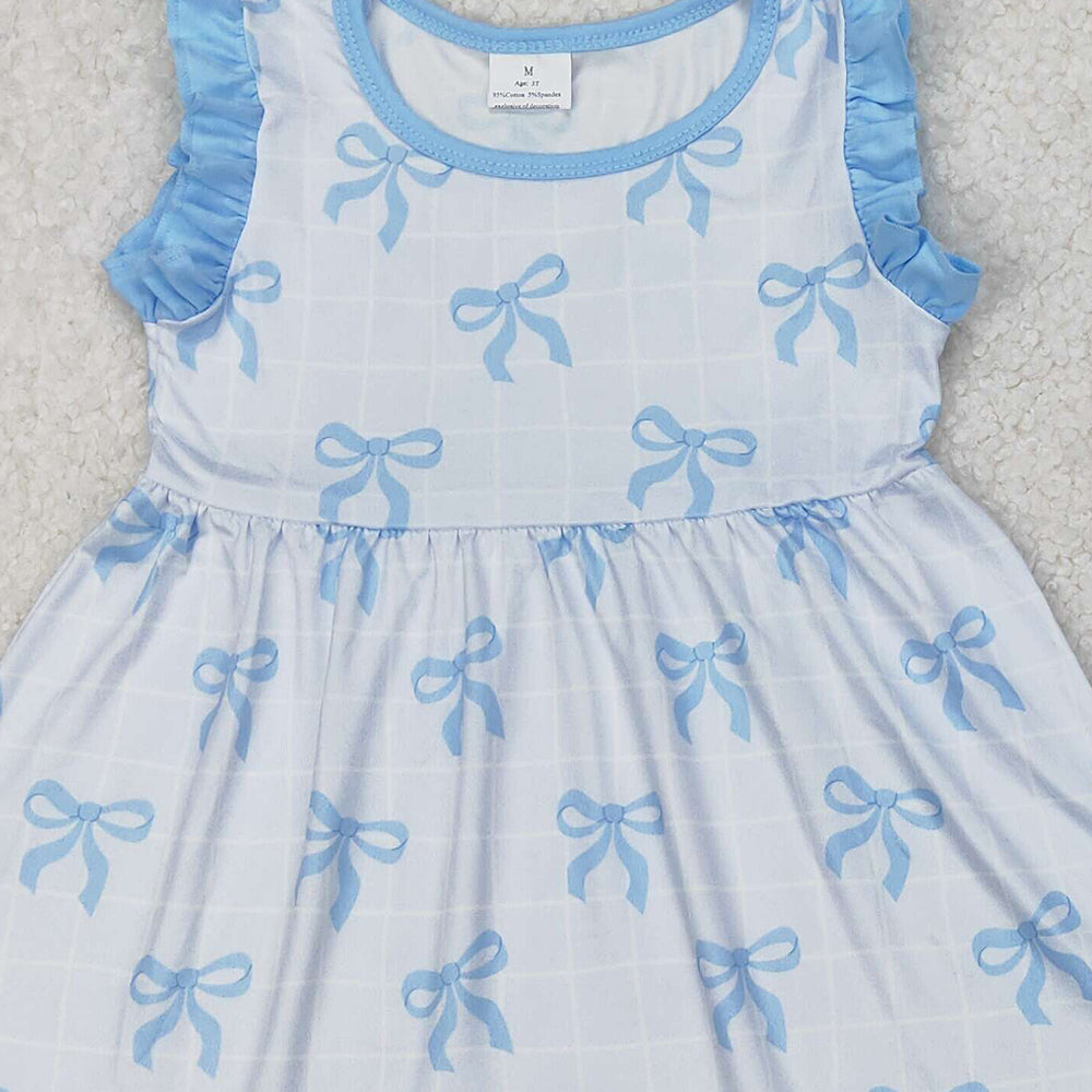 GSSO2120 New Rts No Moq 8-9 Days By Air Arrived it Light blue bow tunic ruffle shorts girls clothing set