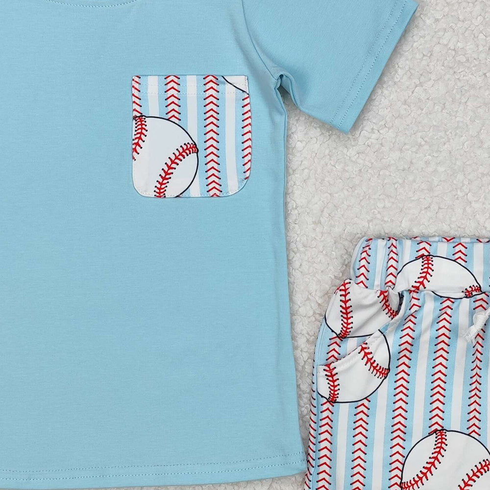 BSSO1317 New Rts No Moq 8-9 Days By Air Arrived it Short sleeves pocket top baseball shorts boys clothes