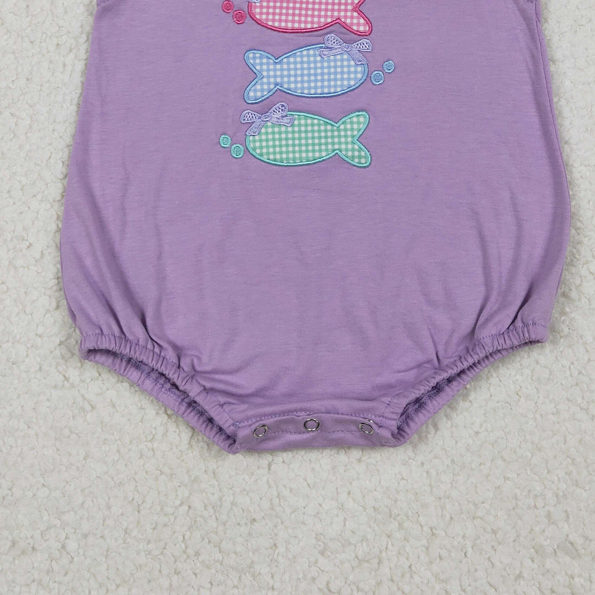 4.13 SR4006 RTS NO MOQ （In stock）Lavender flutter sleeves fish bow baby girl summer romper