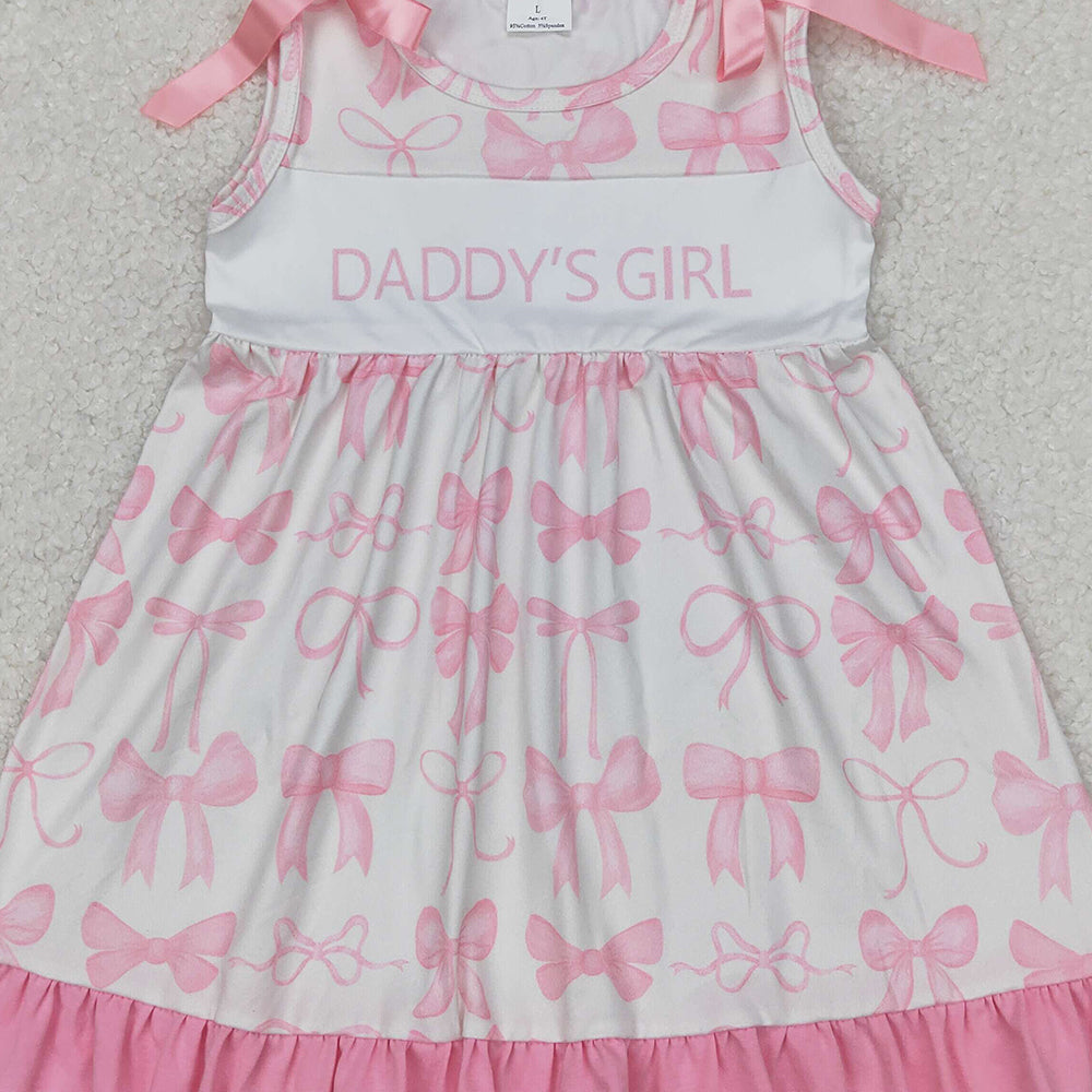 5.28 GSD2080 RTS NO MOQ Baby Girls Summer Dress Pink ruffle sleeveless daddy's girl bow baby kids dress