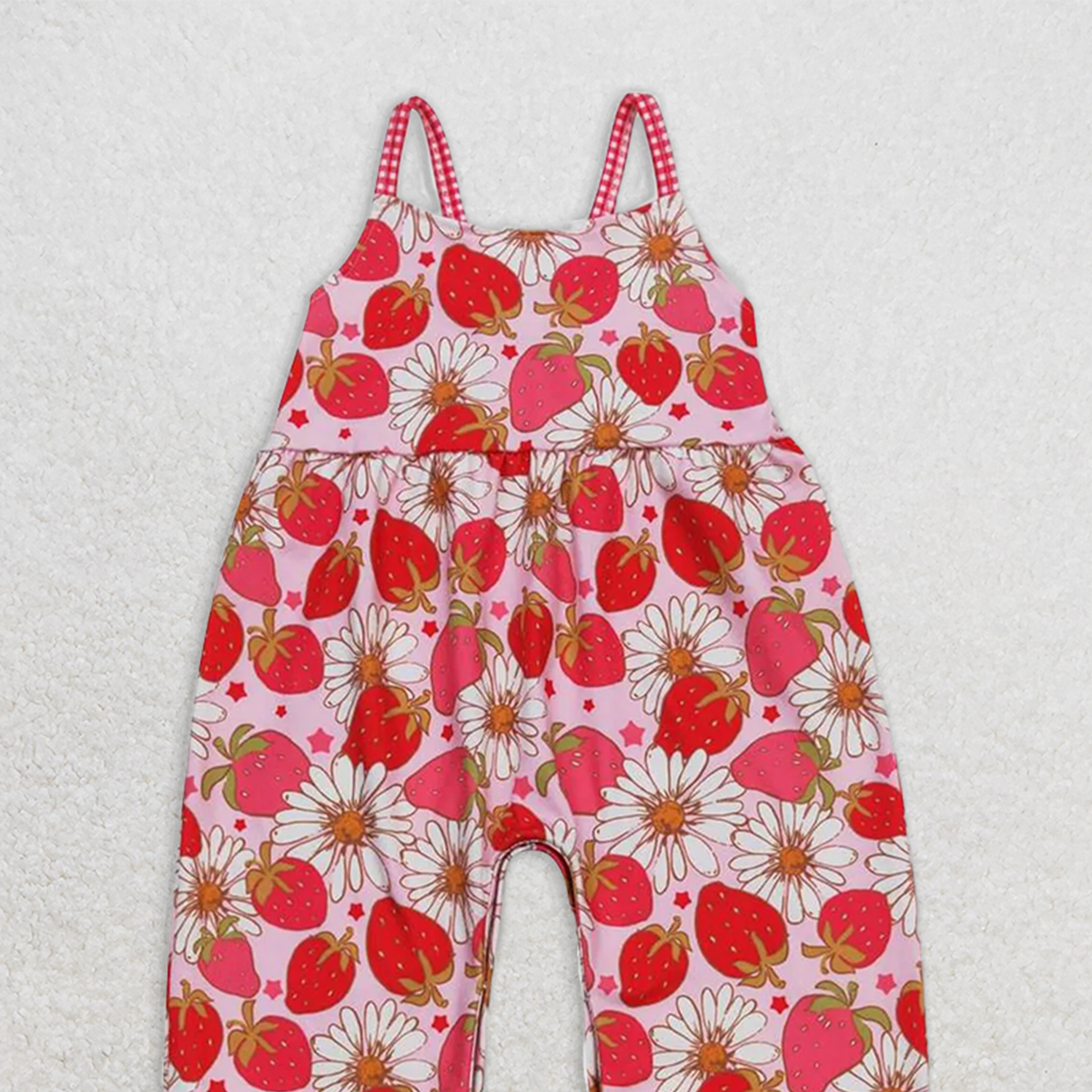 SR0887 RTS NO MOQ Baby Girls Summer Rompers Strawberry Flower Sleeveless Jumpsuit