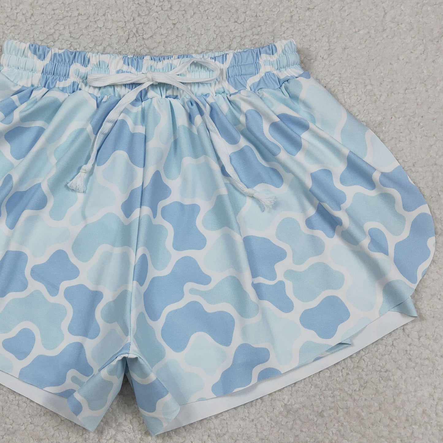 SS0769 RTS NO MOQ （In stock）Light blue camo adult women summer active shorts