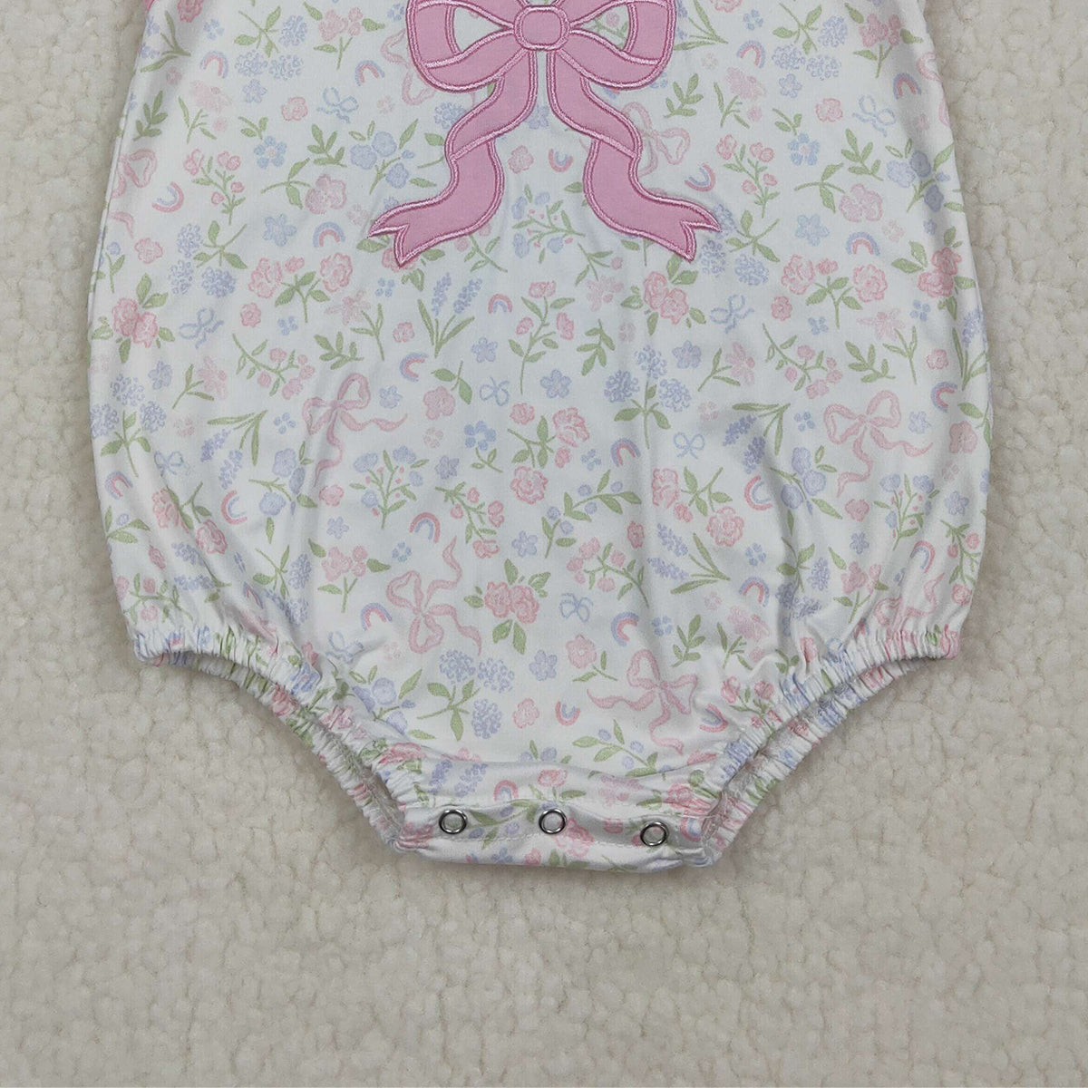 3.30 RTS NO MOQ （In stock）SR3727 Sleeveless pink bow embroidery floral baby girl romper