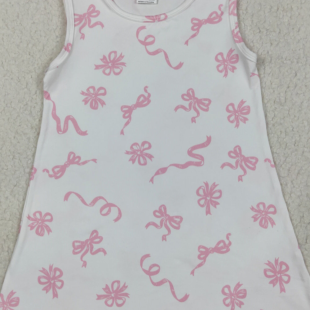 GSD2083RTS NO MOQ Baby Girls Summer Dress Baby Girls’ Adorable Sleeveless Pink Bow Summer Dresses