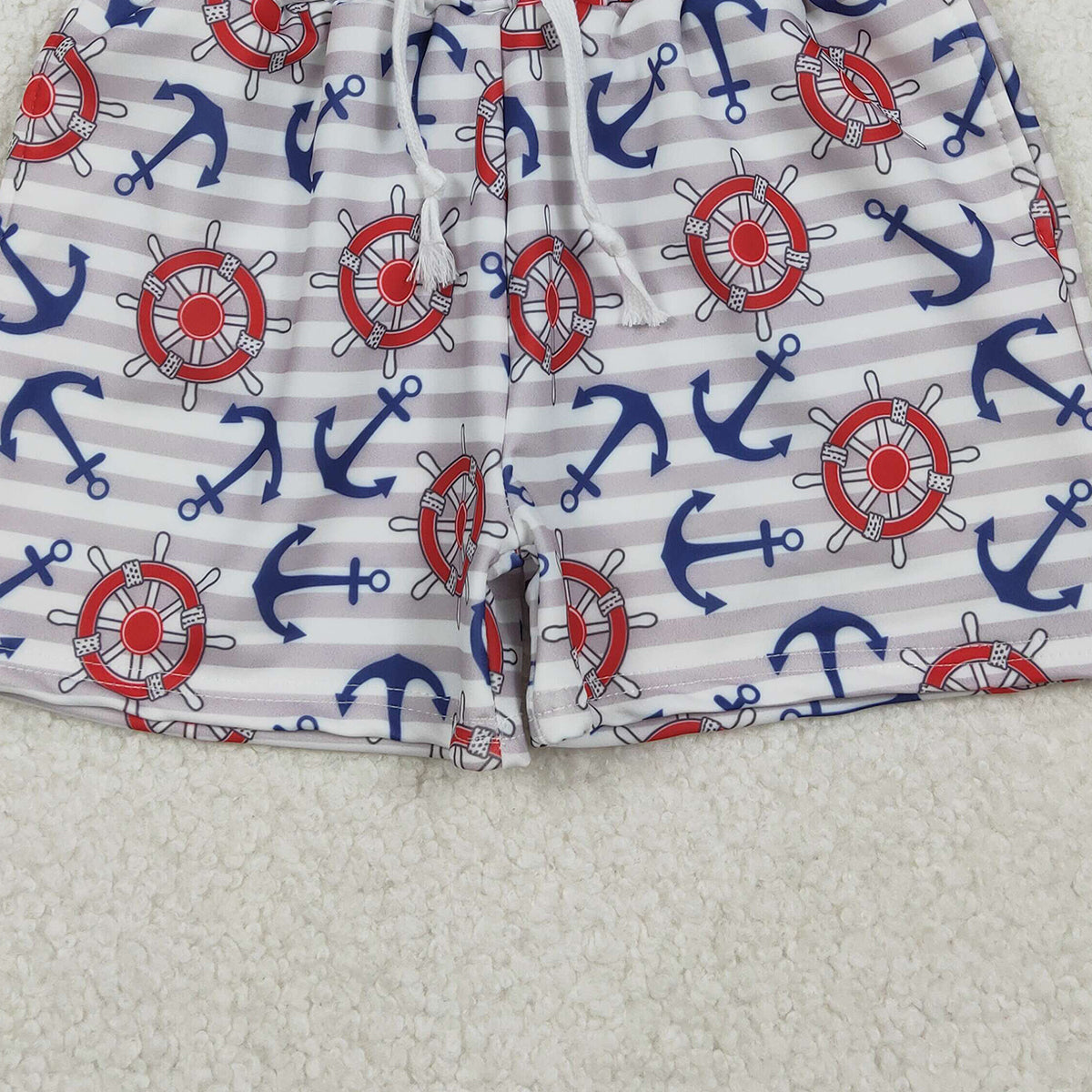 12.9 RTS NO MOQ （In stock）S0589 Baby Boys Summer Shorts Baby Boys Sea World Boats Swimming Trunks Bottom