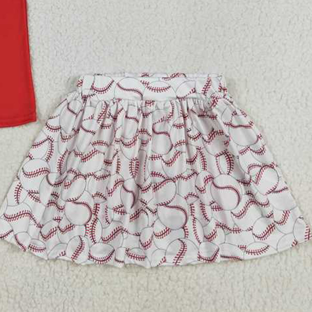 4.12 GSD1722  RTS NO MOQ Red flutter sleeves baseball bow top skirt girls clothes