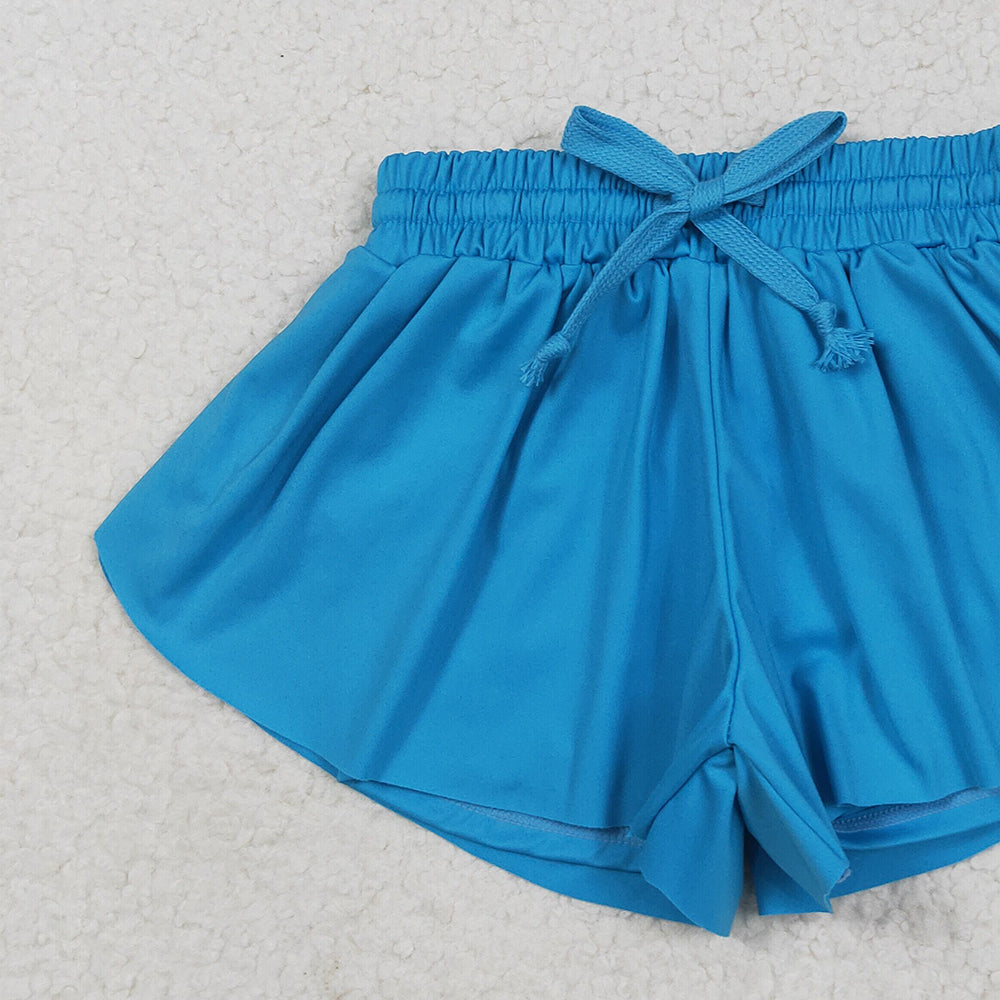 8.11  SS0549 RTS NO MOQ Baby Girls Summer Yoga Shorts Baby Girls Blue Yoga Skort Shorts Bottoms