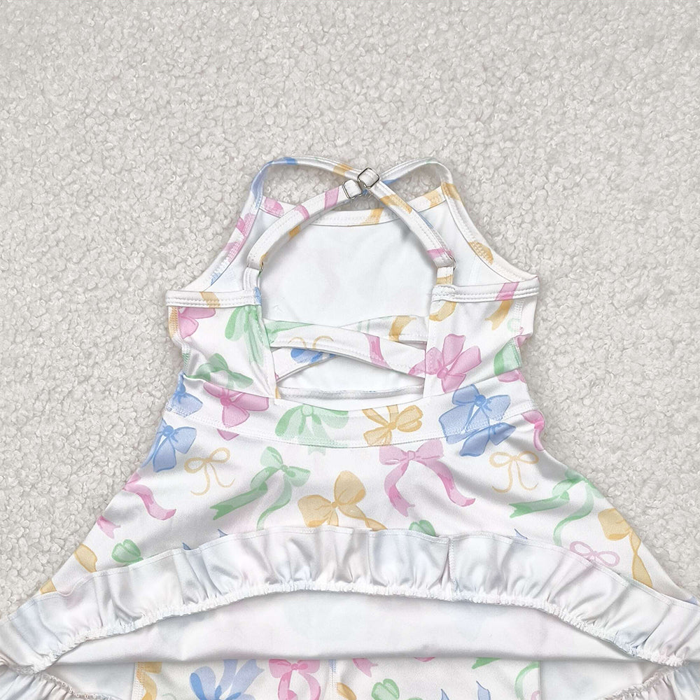 4.09 GSD2289 RTS NO MOQ Baby Girls Summer Dress Baby Girls Active Wear Colorful Bow Yoga Dress